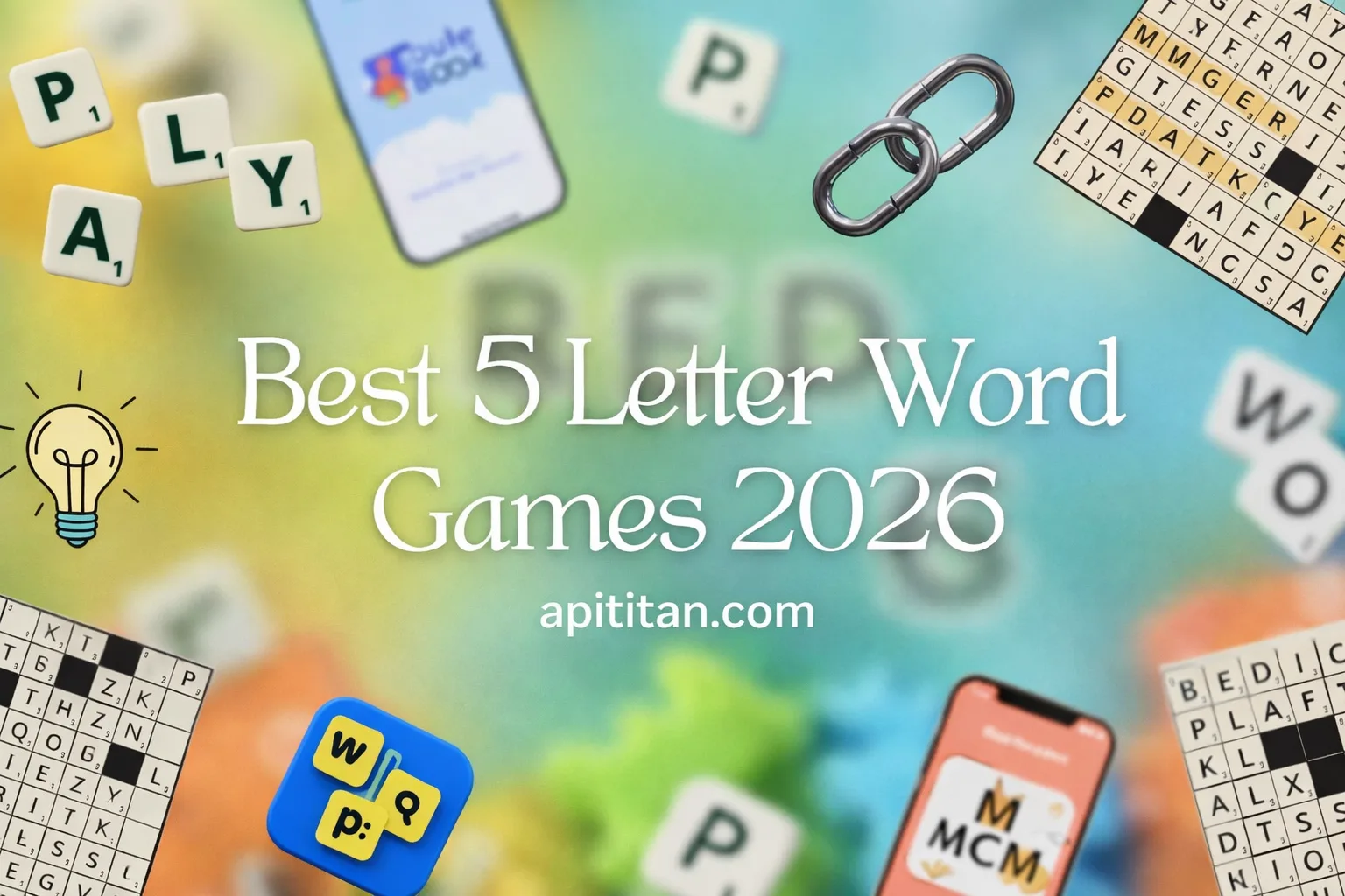 Best 5-Letter Word Games for 2026 — colorful word puzzle tiles on a screen